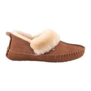 Warmbat Hausschuhe Barrine Suede (Wildleder, Merinowolle) cognac braun Damen