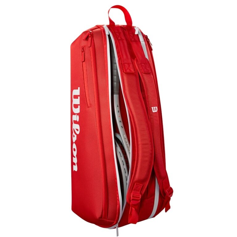 Wilson Tennis-Racketbag Super Tour 2025 (Schlägertasche, 2 Hauptfach) rot 6er
