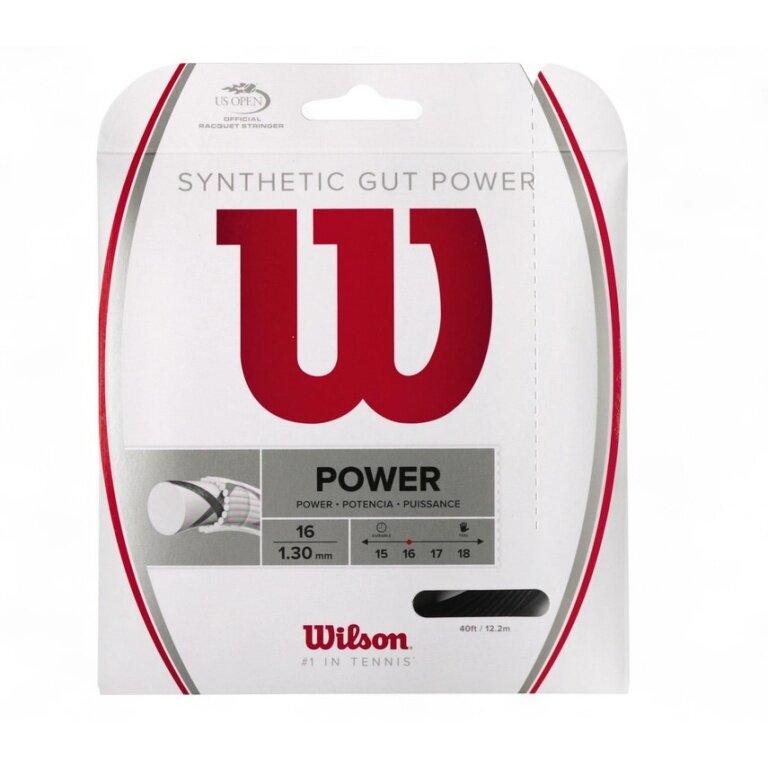 Wilson Tennissaite Synthetic Gut Power 1.30 (Allround+Power) schwarz 12m Set