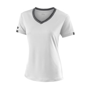 Wilson Tennis-Shirt Team V-Neck #18 weiss Damen