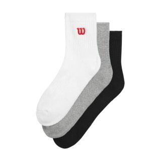 Wilson Tennissocken Quarter Logo weiss/grau/schwarz Herren - 3 Paar