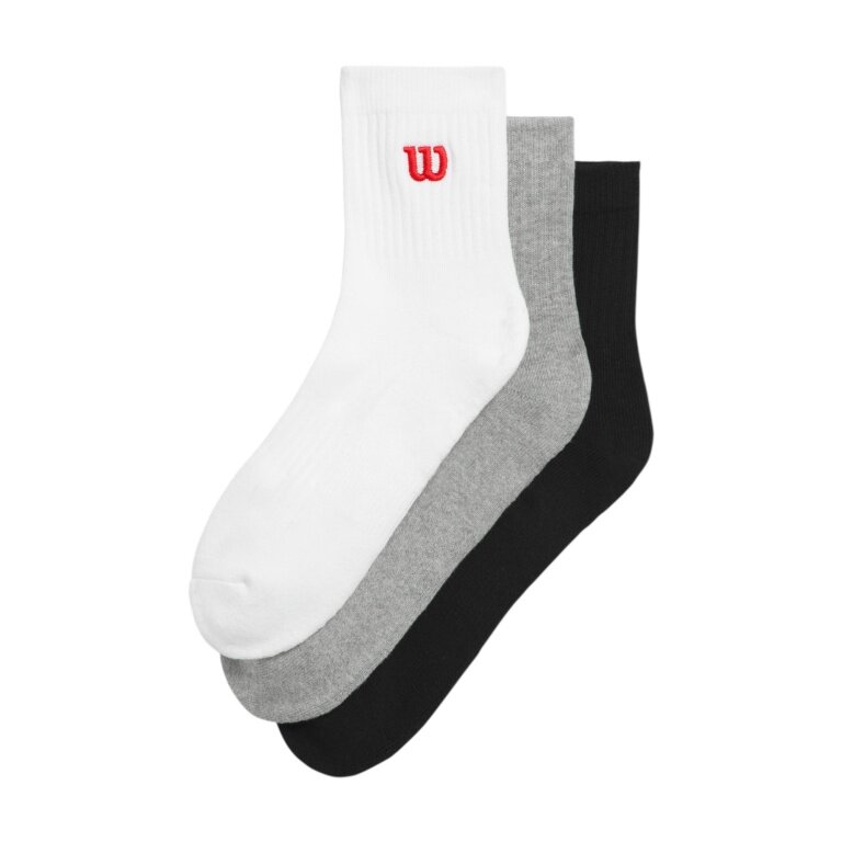Wilson Tennissocken Quarter Logo weiss/grau/schwarz Herren - 3 Paar