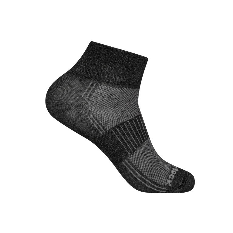 Wrightsock Sportsocken Quarter Coolmesh II (dünn, atmungsaktiv, bequem) schwarz/grau - 1 Paar