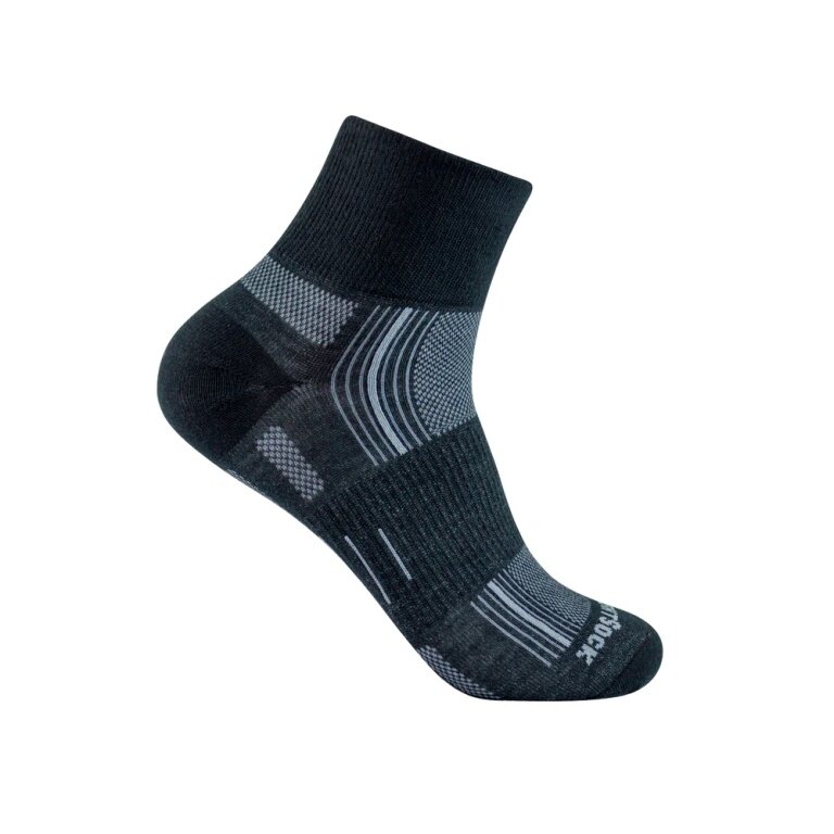 Wrightsock Sportsocke Quarter Stride (knöchelhoch, mitteldick, Anti-Blasen-Socke) schwarz - 1 Paar