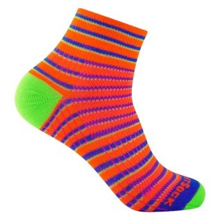 Wrightsock Sportsocken Quarter Coolmesh II (dünn, atmungsaktiv, bequem) orange/blau/grün - 1 Paar