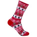 Wrightsock Alltag-Wandersocke Crew Eco Explore Motivsocke (Weihnachten, Anti-Blasen-Socke) rot - 1 Paar