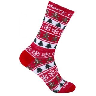 Wrightsock Alltag-Wandersocke Crew Eco Explore Motivsocke (Weihnachten, Anti-Blasen-Socke) rot - 1 Paar