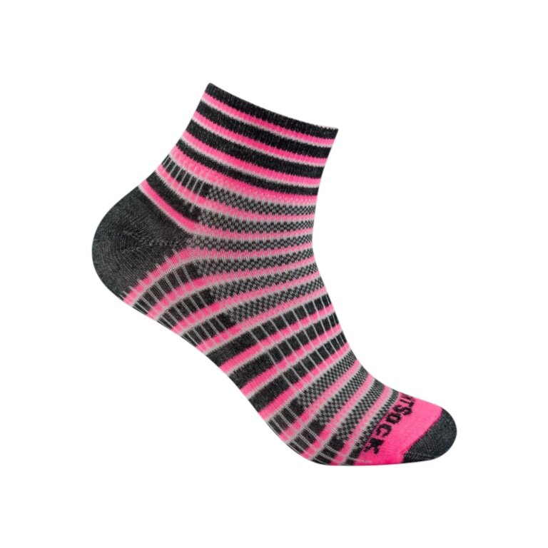 Wrightsock Sportsocken Quarter Coolmesh II (dünn, atmungsaktiv, bequem) pink/schwarz/weiss - 1 Paar