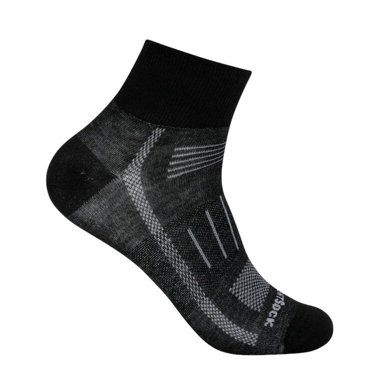 Wrightsock Sportsocken Quarter Endurance (knöchelhoch, Anti-Blasen-Socke) schwarz/grau - 1 Paar