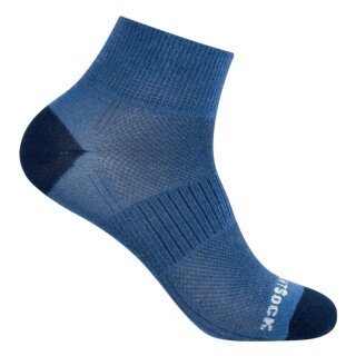 Wrightsock Sportsocken Quarter Coolmesh II (dünn, atmungsaktiv, bequem) seeblau/navyblau- 1 Paar