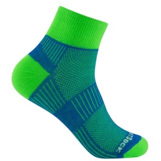 Wrightsock Sportsocken Quarter Coolmesh II (dünn, atmungsaktiv, bequem) blau/grün - 1 Paar