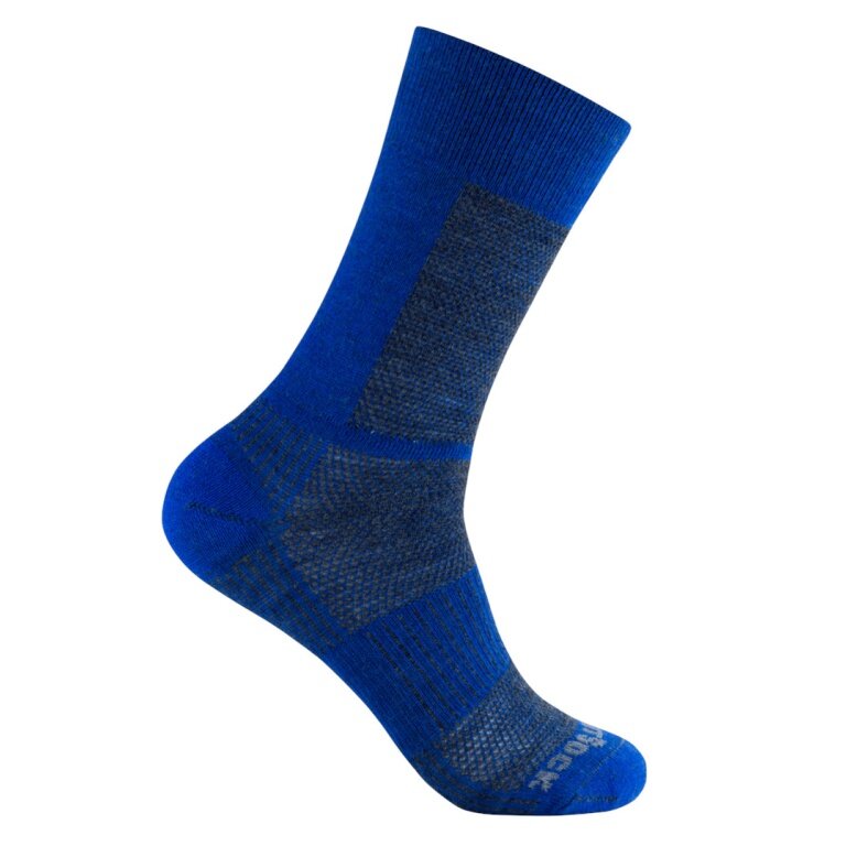 Wrightsock Wandersocke Crew Merino Coolmesh II (dünn, Merinowolle) blau - 1 Paar