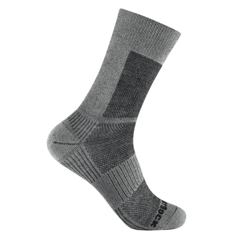 Wrightsock Wandersocke Crew Merino Coolmesh II (dünn, Merinowolle) grau - 1 Paar