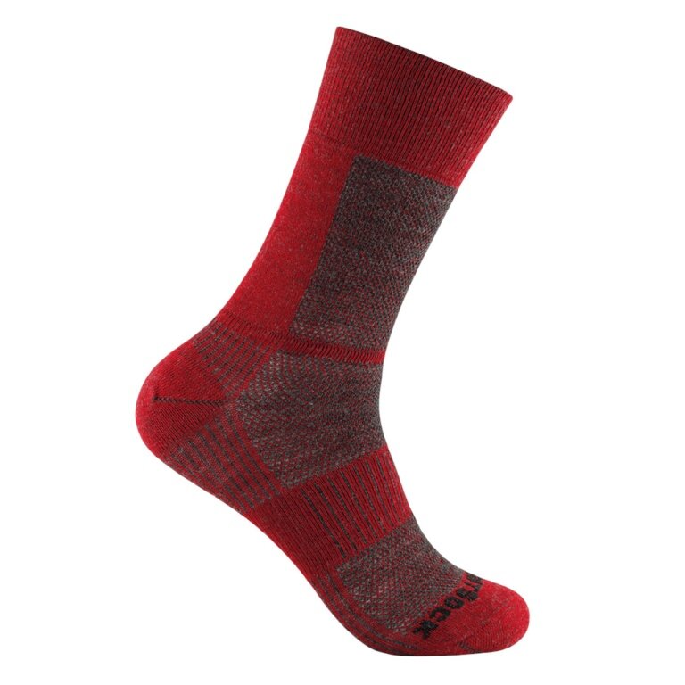 Wrightsock Wandersocke Crew Merino Coolmesh II (dünn, Merinowolle) rot - 1 Paar