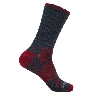 Wrightsock Wandersocke Crew Merino Escape (extra Frottee-Polsterung, mitteldick) grau/rot - 1 Paar