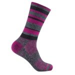 Wrightsock Wandersocke Crew Adventure (warm, gepolstertes Fußbett) grau/schwarz/fuchsia - 1 Paar