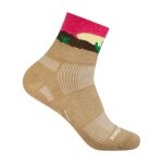 Wrightsock Sportsocke Quarter Plus Stride Motivsocken (knöchelhoch, mitteldick, Anti-Blasen-Socke) deserbraun - 1 Paar