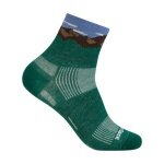 Wrightsock Sportsocke Quarter Plus Stride Motivsocken (knöchelhoch, mitteldick, Anti-Blasen-Socke) grün - 1 Paar