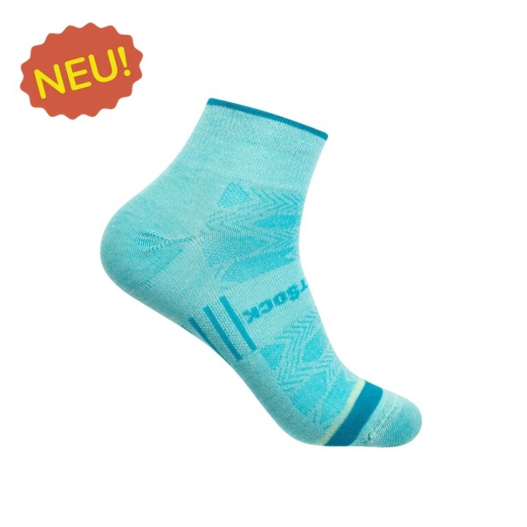 Wrightsock Sportsocken Quarter Coolmesh II (dünn, atmungsaktiv, bequem) türkisblau - 1 Paar