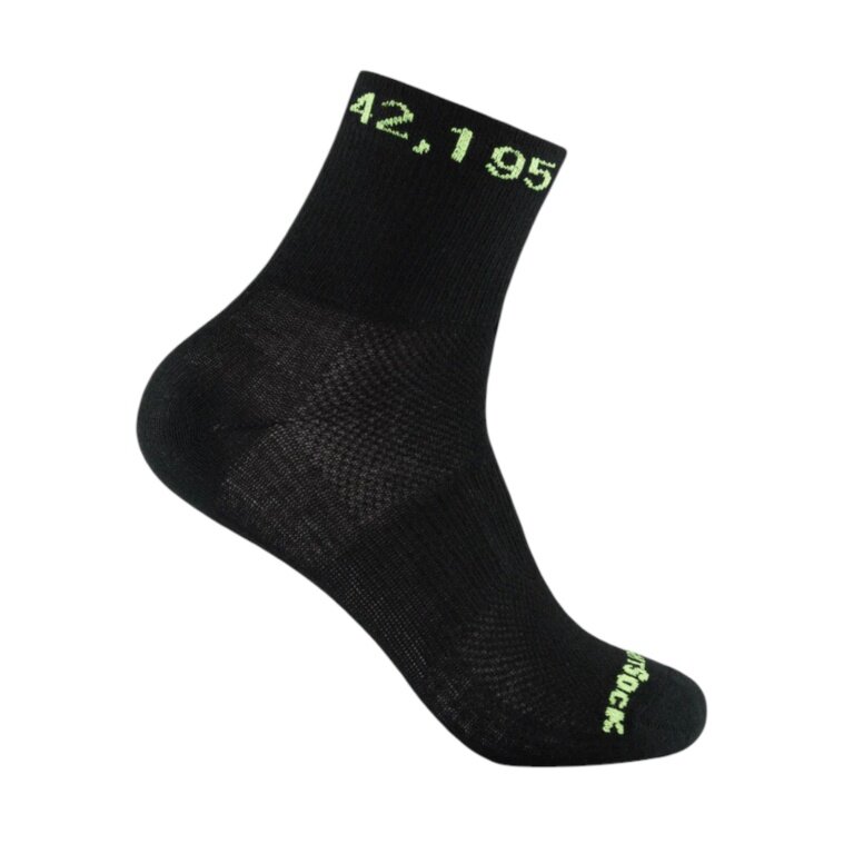 Wrightsock Sportsocken Quarter Plus Coolmesh II Motivsocken (atmungsaktiv, bequem) schwarz/limegrün - 1 Paar