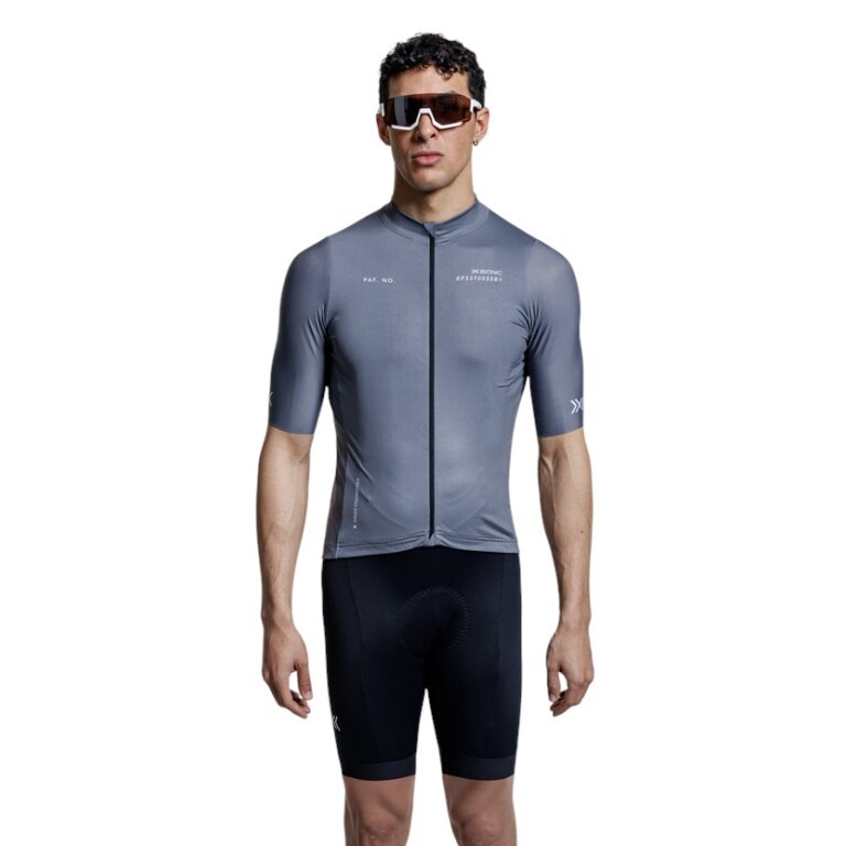 X-Bionic Fahrrad-Shirt Corefusion Ride Jersey (Front-Reißverschluss, 3 Rückentaschen, atmungsaktiv) grau Herren