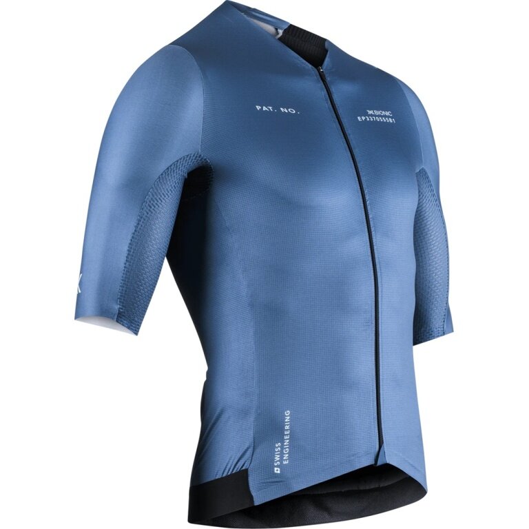 X-Bionic Fahrrad-Shirt Corefusion Aero Jersey (Front-Reißverschluss, leicht, atmungsaktiv) mineralblau Herren