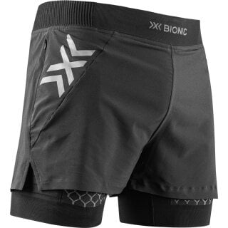 X-Bionic Laufhose Twyce Race 2in1 Short (eingehängte Innenhose) kurz schwarz/charcoalgrau Herren