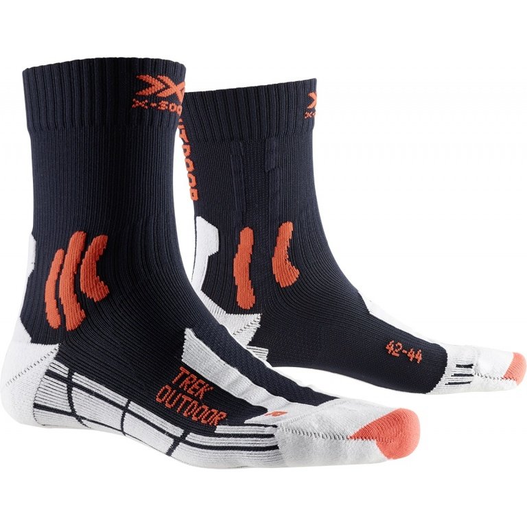 X-Socks Trekkingsocke Trek Outdoor 4.0 - optimaler Komfort für lange Wanderungen - dunkelblau/orange - 1 Paar