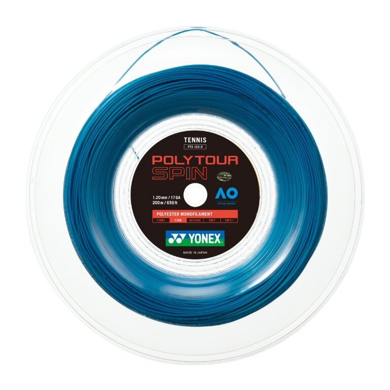 Yonex Tennissaite Poly Tour Spin (Haltbarkeit+Spin) hellblau 200m Rolle