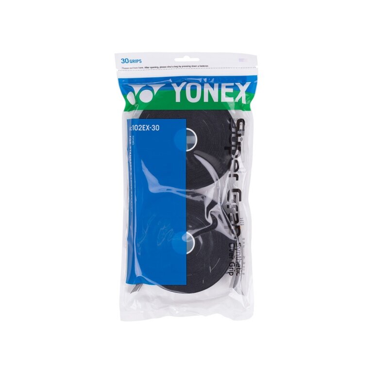 Yonex Overgrip Wet Super Grap 0.6mm (Komfort/glatt/leicht haftend) schwarz 30er Clip-Beutel