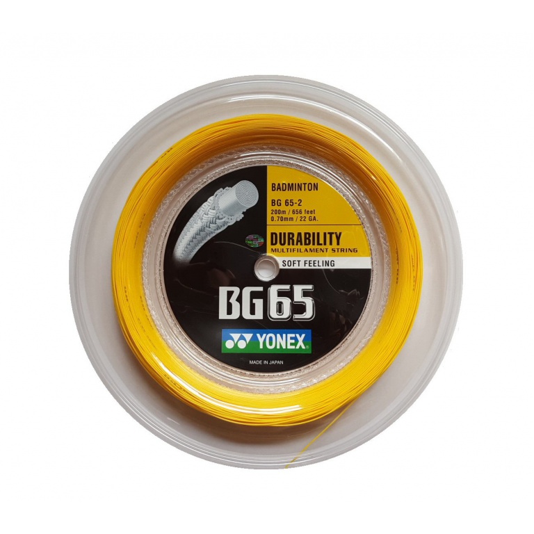 Yonex Badmintonsaite BG 65 0.70mm (Allround+Haltbarkeit) orange 200m Rolle