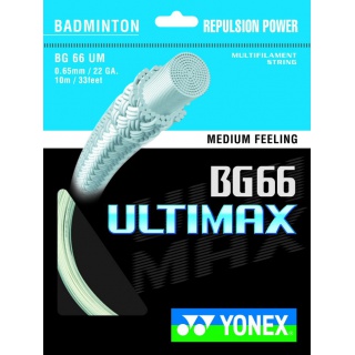 Besaitung mit Badmintonsaite Yonex BG 66 Ultimax (Power+Komfort) gelb