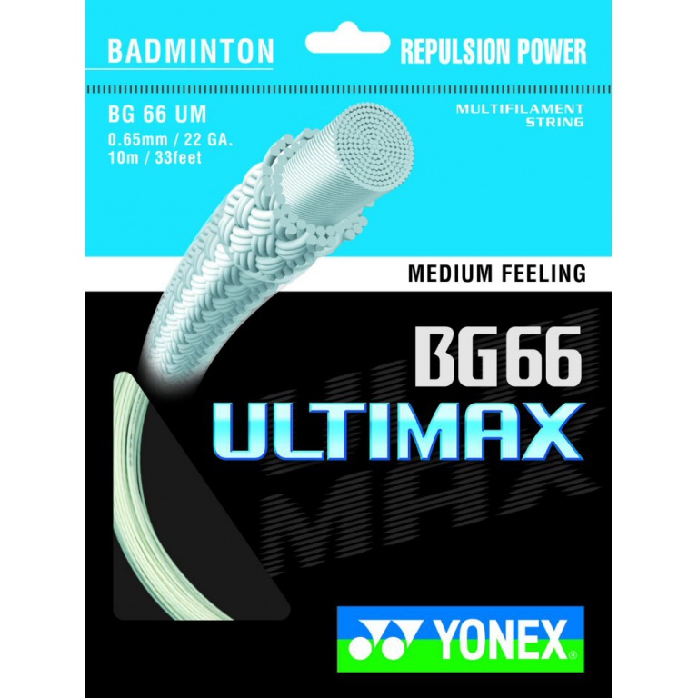 Besaitung mit Badmintonsaite Yonex BG 66 Ultimax weiss