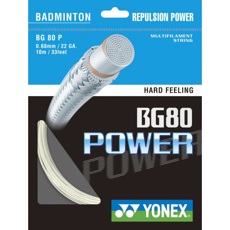 Besaitung mit Badmintonsaite Yonex BG 80 Power (Power+Touch) weiss
