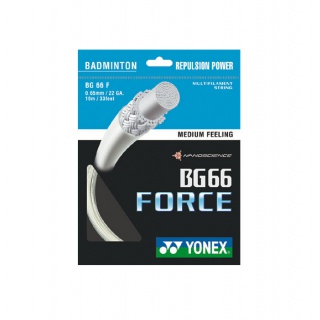 Yonex Badmintonsaite BG 66 Force (Power+Komfort) weiss 10m Set