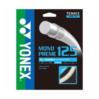 Yonex Tennissaite Monopreme 1.25 (Haltbarkeit+Kontrolle) weiss 12m Set