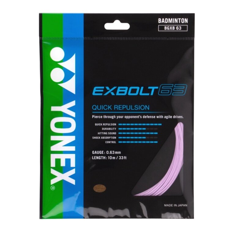 Yonex Badmintonsaite Exbolt 63 (Kontrolle) lavender 10m Set
