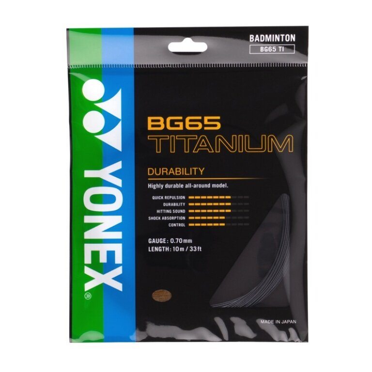 Yonex Badmintonsaite BG 65Ti (Haltbarkeit+Power) schwarz 10m Set