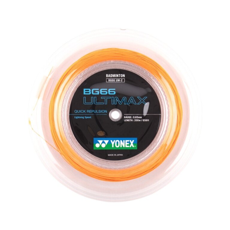 Yonex Badmintonsaite BG 66 Ultimax (Power+Komfort) orange 200m Rolle