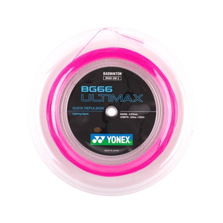 Yonex Badmintonsaite BG 66 Ultimax (Power+Komfort) neon pink 200m Rolle