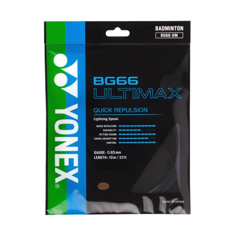 Yonex Badmintonsaite BG 66 Ultimax (Power+Komfort) schwarz 10m Set