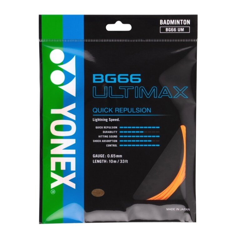 Yonex Badmintonsaite BG 66 Ultimax (Power+Komfort) orange 10m Set