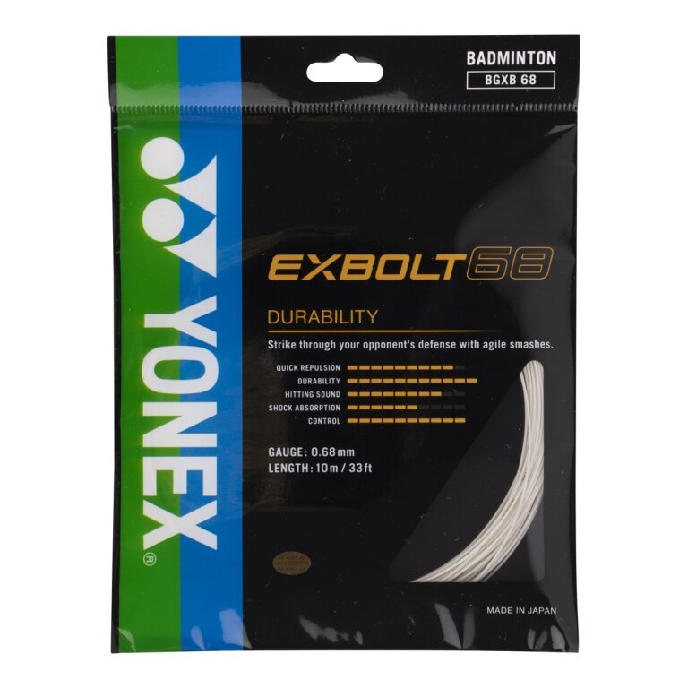 Yonex Badmintonsaite Exbolt 68 (Haltbarkeit) weiss 10m Set