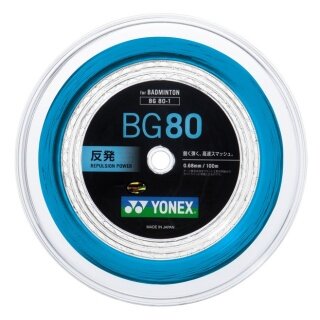 Yonex Badmintonsaite BG80 (Kontrolle+Touch) hellblau 200m Rolle