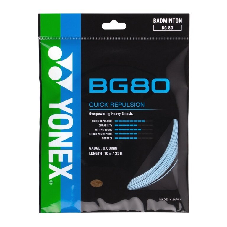 Yonex Badmintonsaite BG80 (Kontrolle+Touch) himmelblau 10m Set