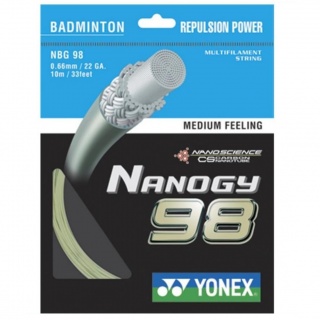 Besaitung mit Badmintonsaite Yonex Nanogy 98 (Power+Touch) gold