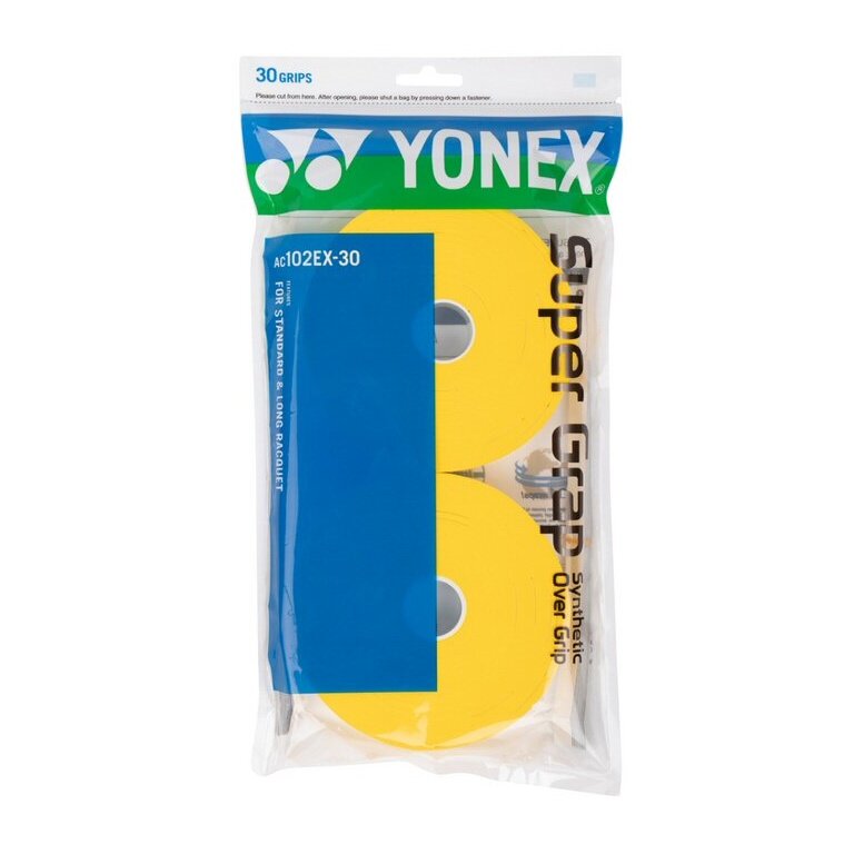 Yonex Overgrip Wet Super Grap 0.6mm (Komfort/glatt/leicht haftend) gelb 30er Clip-Beutel
