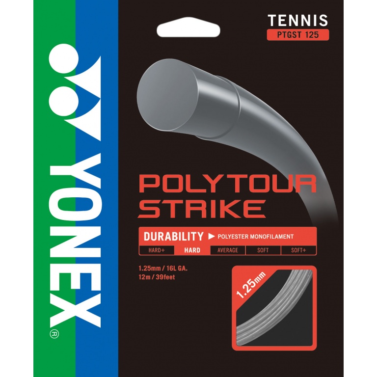 Yonex Tennissaite Poly Tour Strike (Haltbarkeit+Kontrolle) grau 12m Set