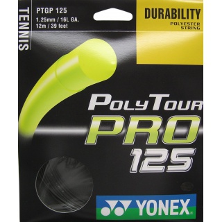 Besaitung mit Tennissaite Yonex Poly Tour Pro (Haltbarkeit+Touch) graphitegrau