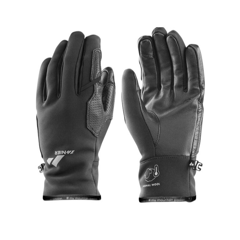 Zanier Handschuhe Weisskugel (Softshell, Lederinnenhand) schwarz - 1 Paar